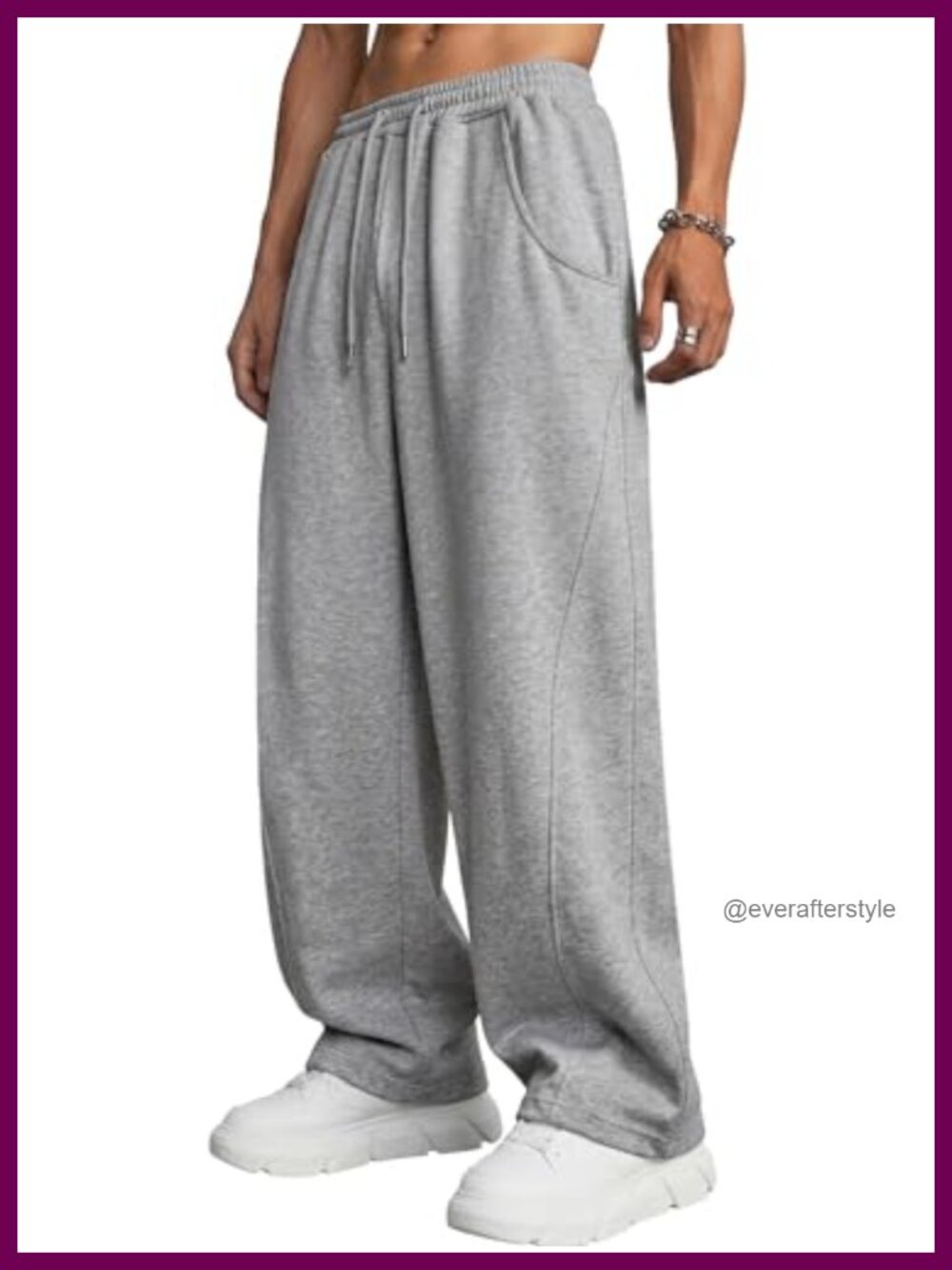 Men's Baggy Wide Leg Sweatpants Drawstring Pockets Lounge Gym Pants